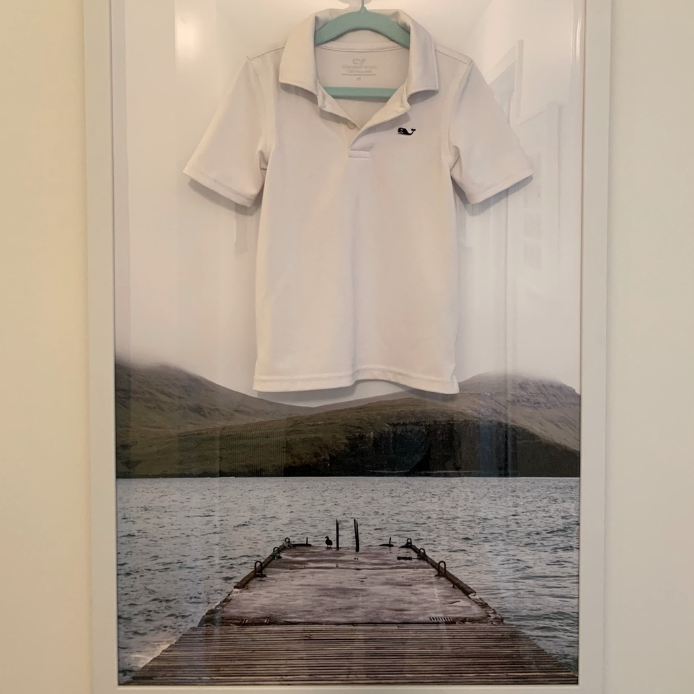 Vineyard Vines, white toddler boys golf shirt, 3T